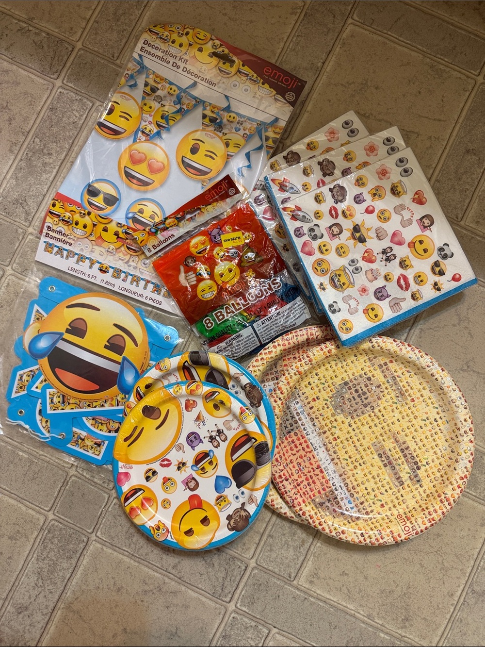 Yellow Emoji Party Supplies Set - Plates, Balloons, Banners & More